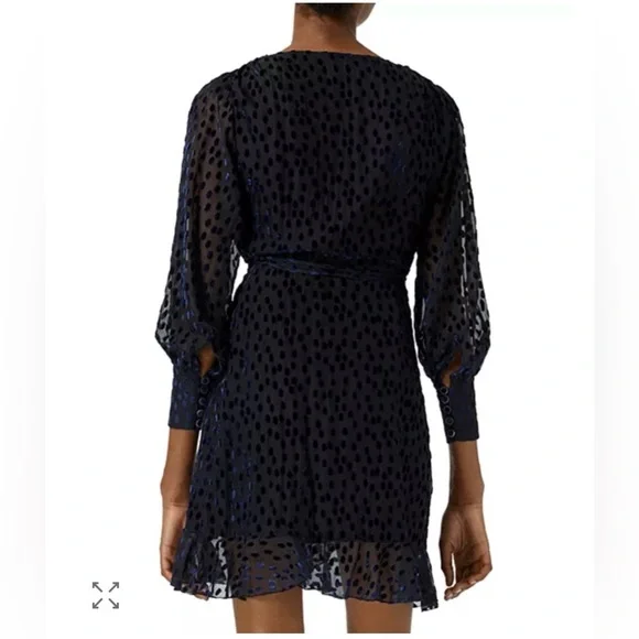 The Kooples Polka Dot Burnout Velvet Wrap Dress - Picture 3 of 8